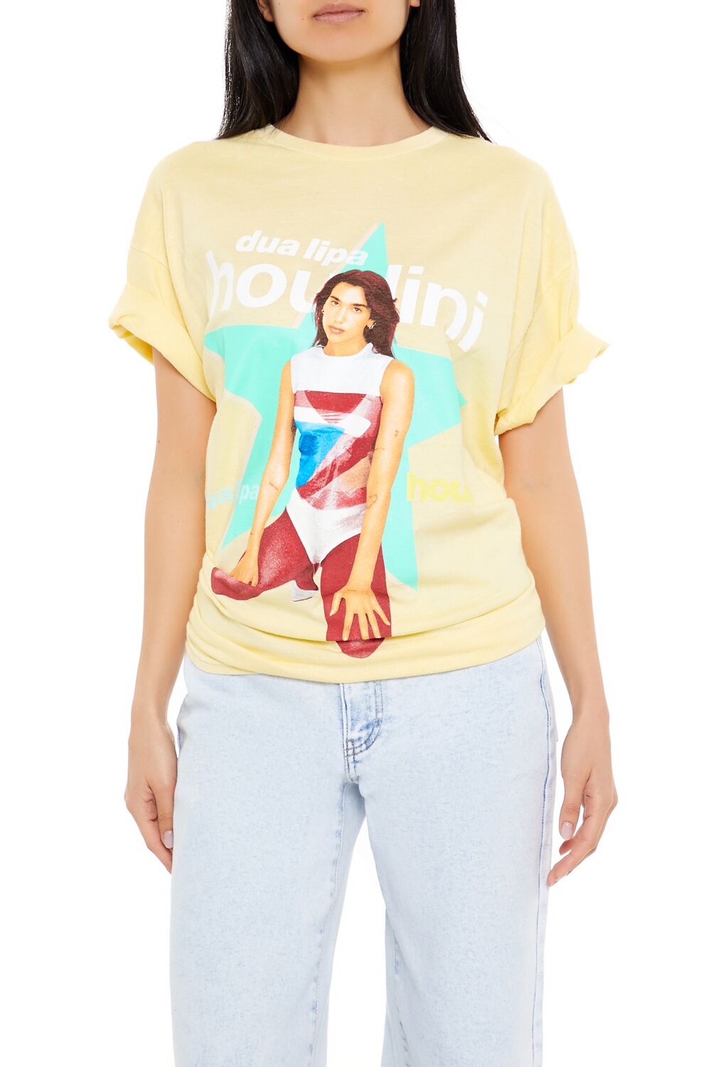  Forever 21 Oversized Dua Lipa Graphic Tee - yellow multi - Bonton