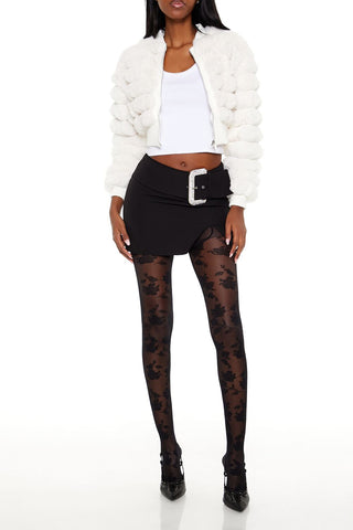 Faux Fur Cropped Bomber Jacket