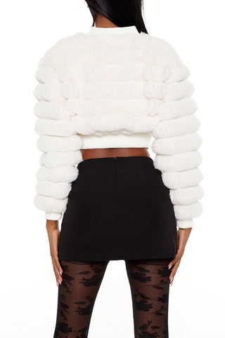 Faux Fur Cropped Bomber Jacket