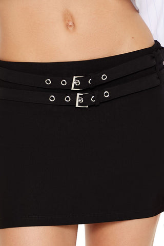 Double Belt Mini Skirt