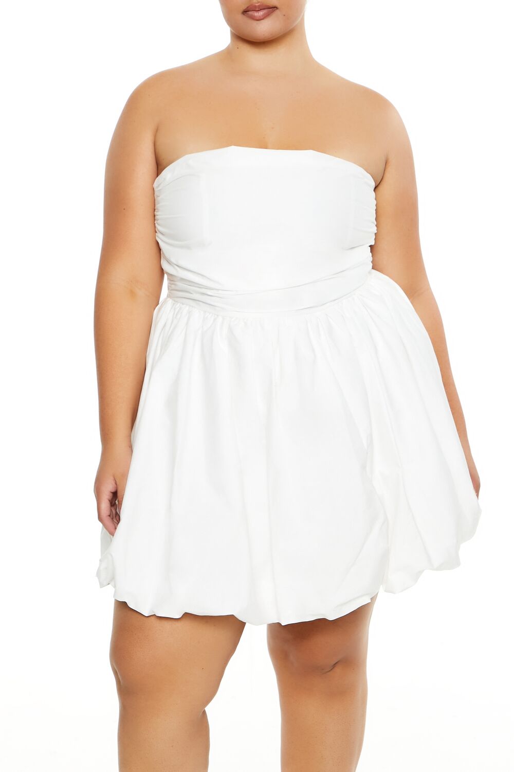  Forever 21 Plus Size Bubble-Hem Mini Dress - white - Bonton