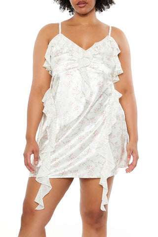 Plus Size Floral Mini Slip Dress