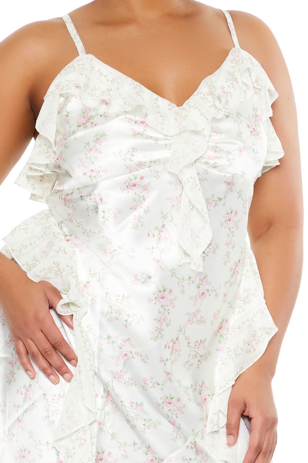  Forever 21 Plus Size Floral Mini Slip Dress - white-pink - Bonton