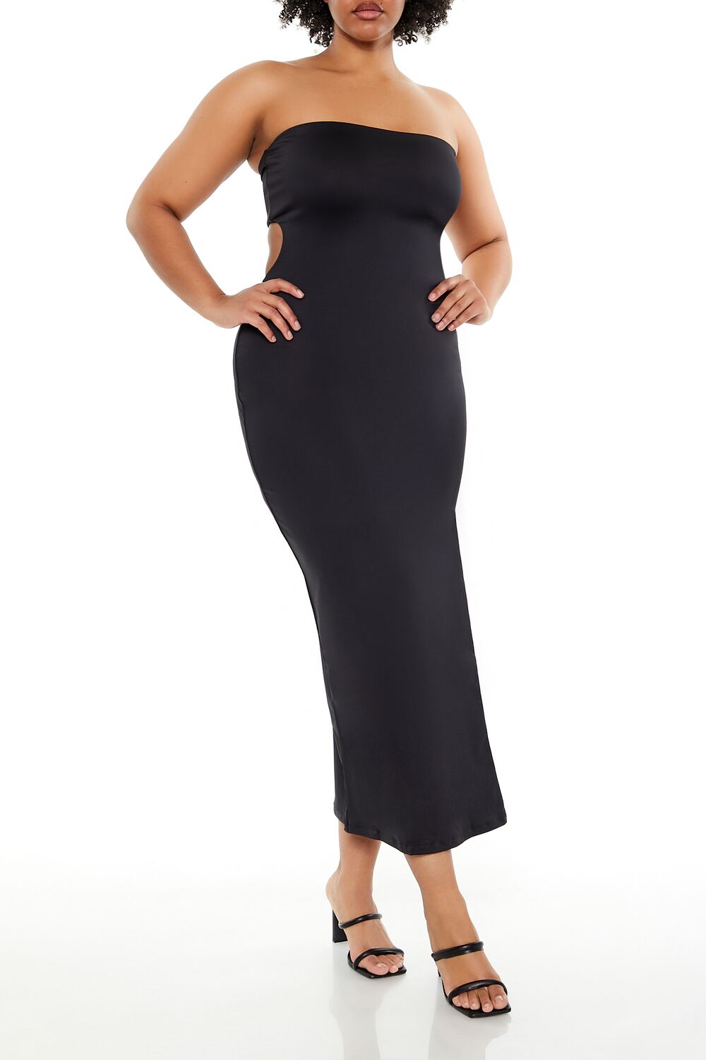  Forever 21 Plus Size Cutout Maxi Tube Dress - black - Bonton