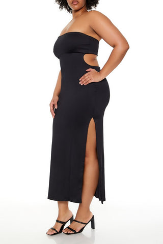 Plus Size Cutout Maxi Tube Dress