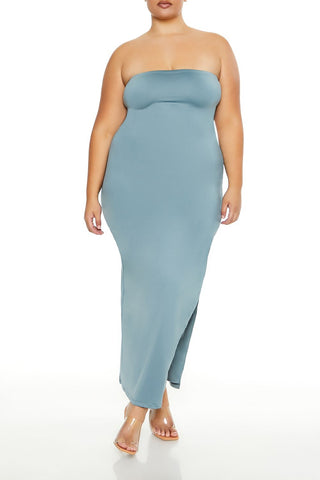 Plus Size Cutout Maxi Tube Dress