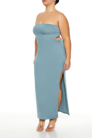 Plus Size Cutout Maxi Tube Dress