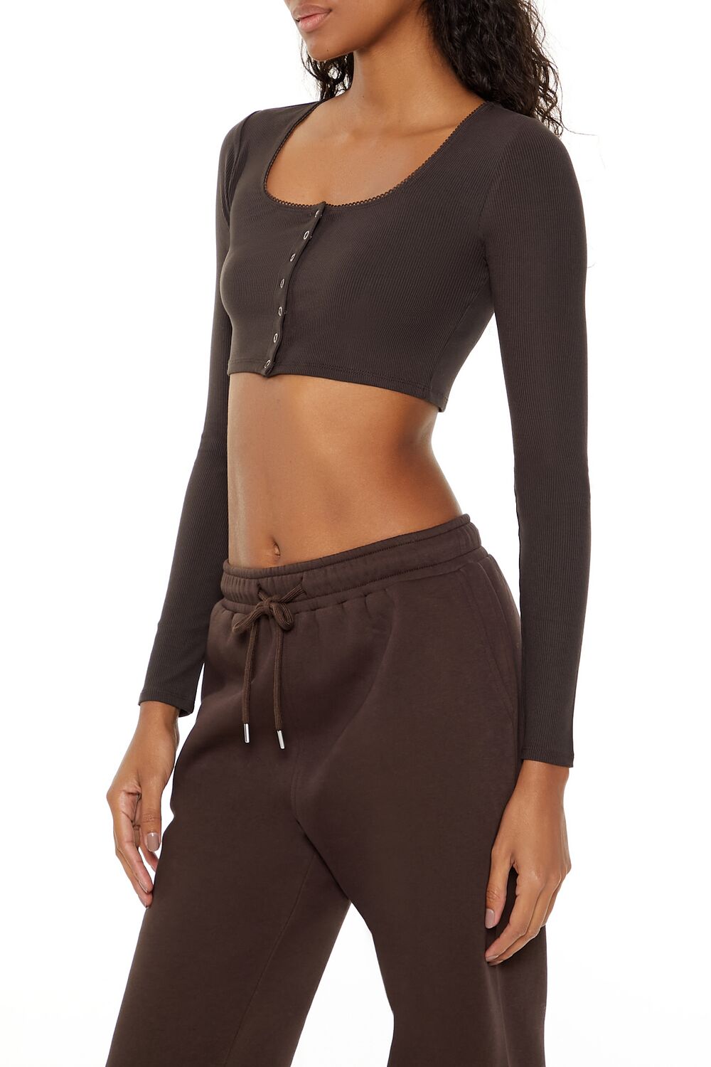  Forever 21 Picot-Trim Crop Top - dark navy - Bonton