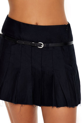 Pleated A-Line Mini Skirt
