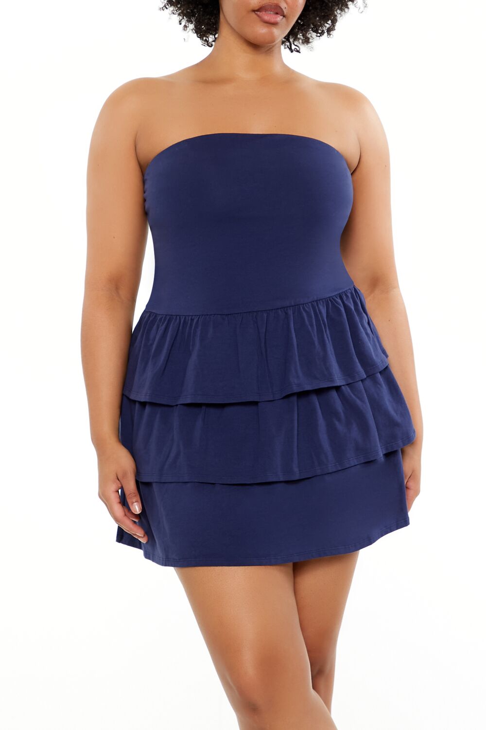  Forever 21 Plus Size Tiered Mini Dress - true-navy-swatch - Bonton