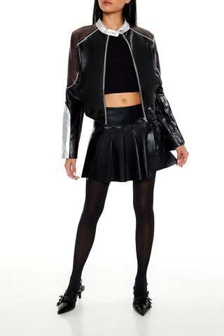 Metallic Colorblock Moto Jacket