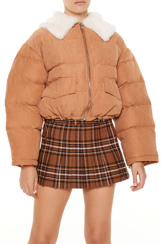 Faux Leather Puffer Jacket