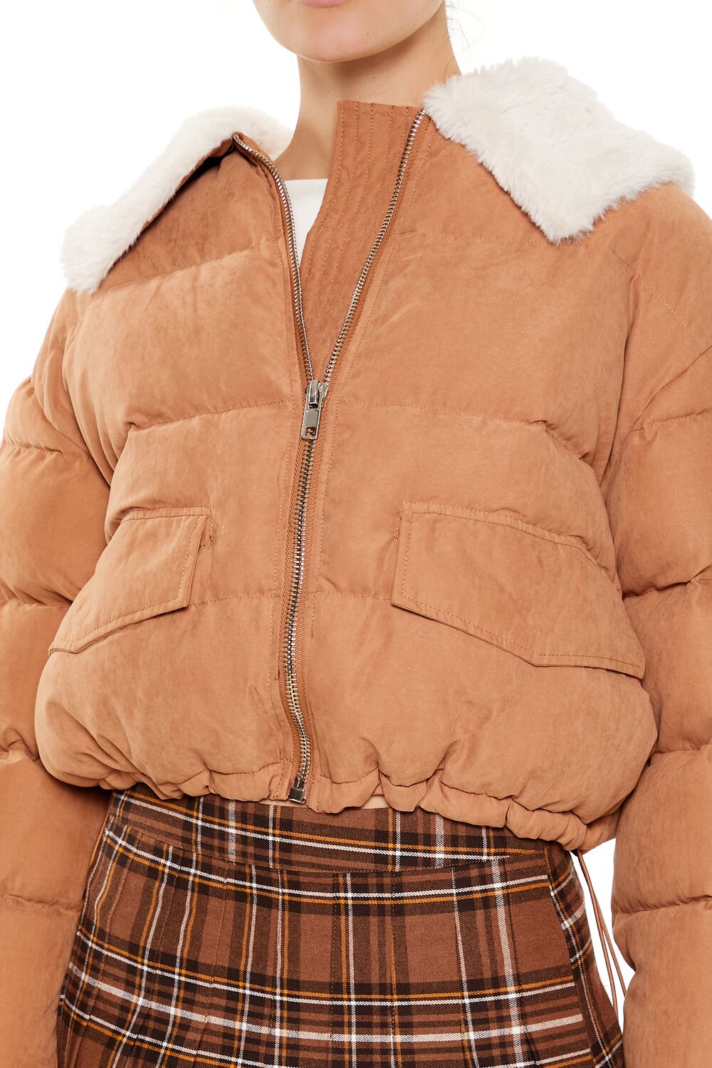  Forever 21 Faux Leather Puffer Jacket - olive - Bonton