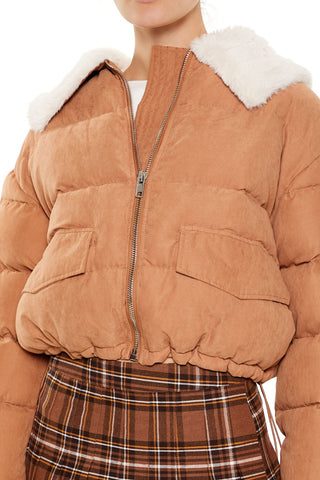 Faux Leather Puffer Jacket
