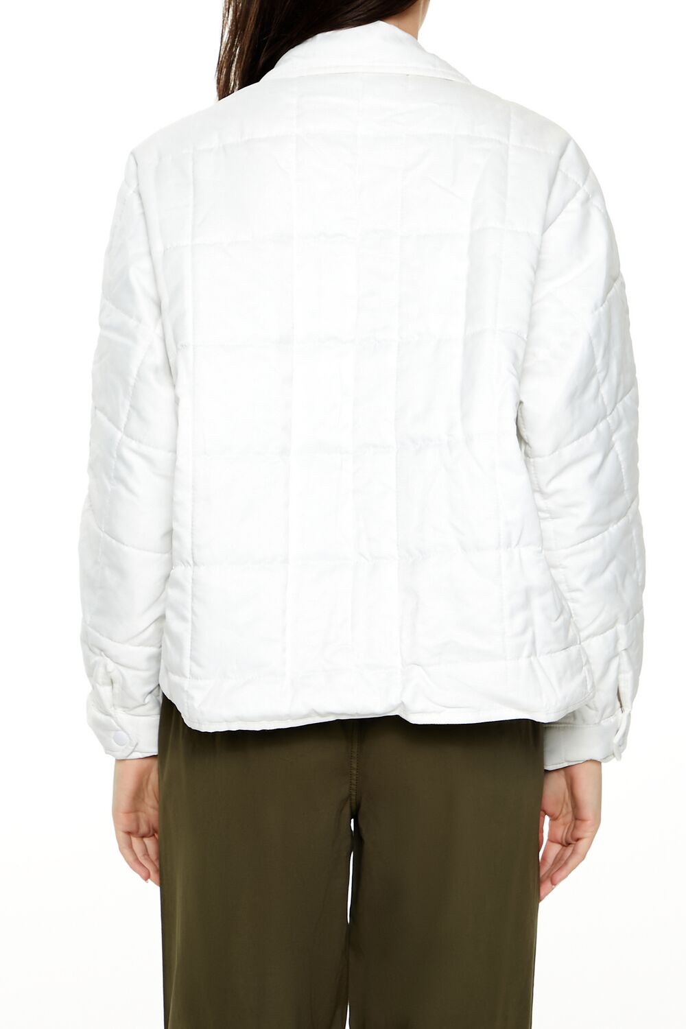  Forever 21 Quilted Dolphin-Hem Jacket - white - Bonton