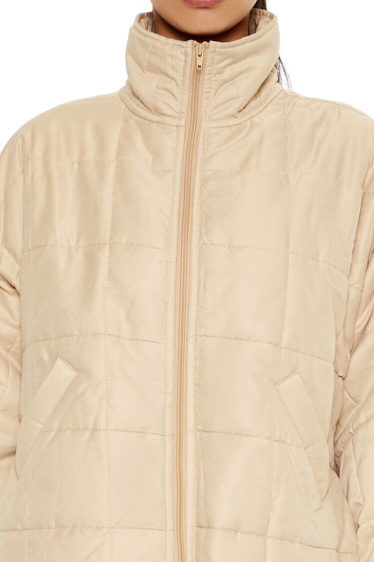  Forever 21 Quilted Dolphin-Hem Jacket - white - Bonton