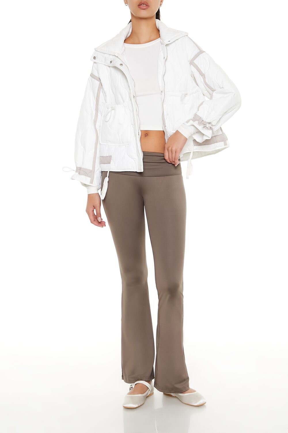  Forever 21 Quilted Two-Tone Puffer Jacket - white - Bonton