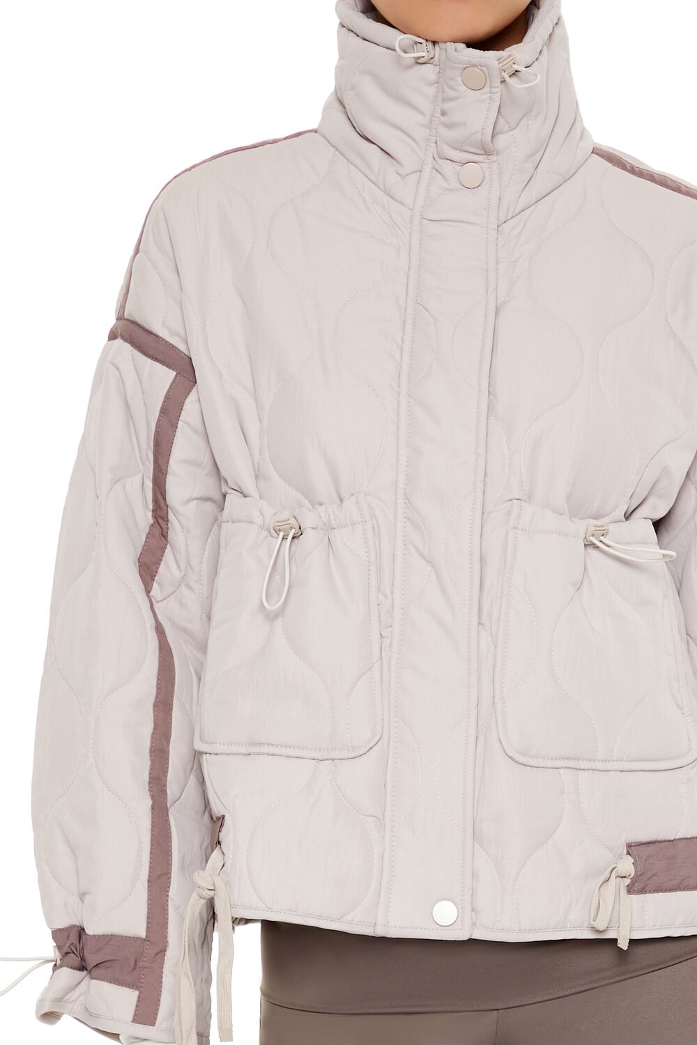  Forever 21 Quilted Two-Tone Puffer Jacket - white - Bonton
