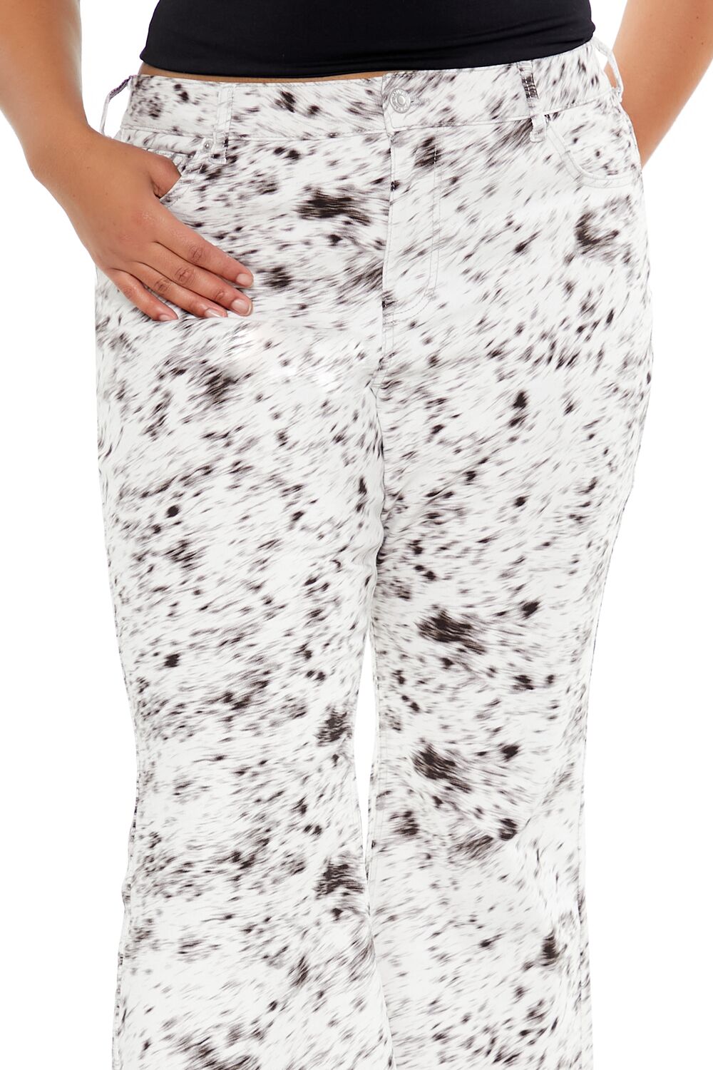  Forever 21 Plus Size Spotted High-Rise Pants - white - Bonton