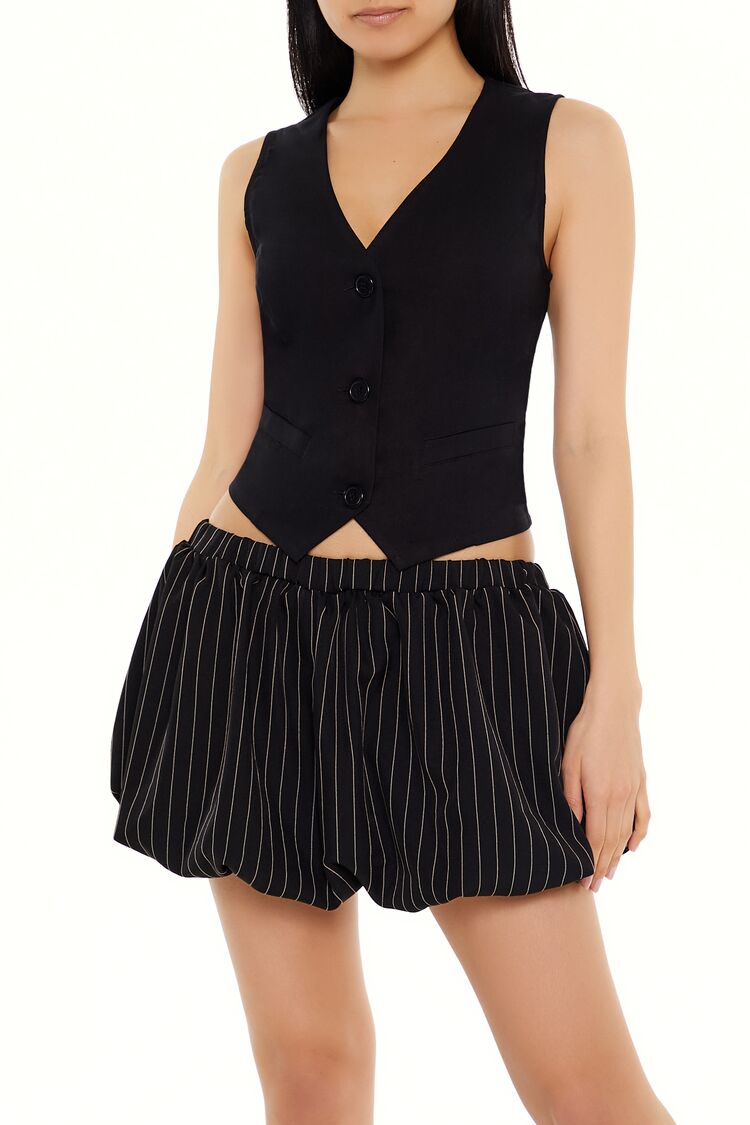  Forever 21 V-Neck Cropped Hem Vest - white - Bonton