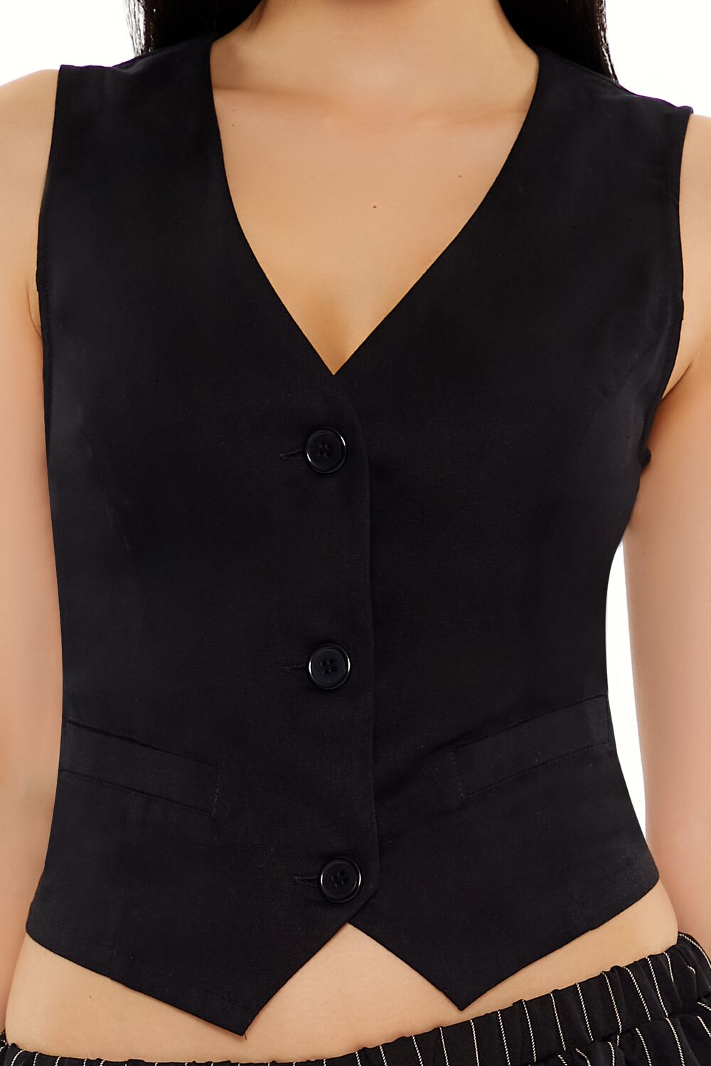  Forever 21 V-Neck Cropped Hem Vest - white - Bonton