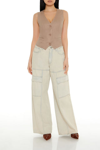 V-Neck Cropped Hem Vest