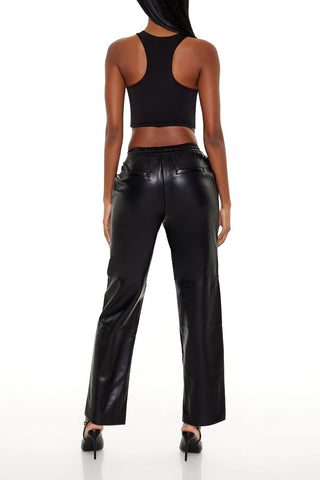 Faux Leather High-Rise Pants