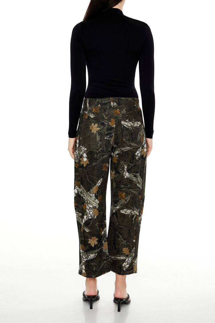  Forever 21 Leaf Camo Print Twill Pants - green-multi - Bonton