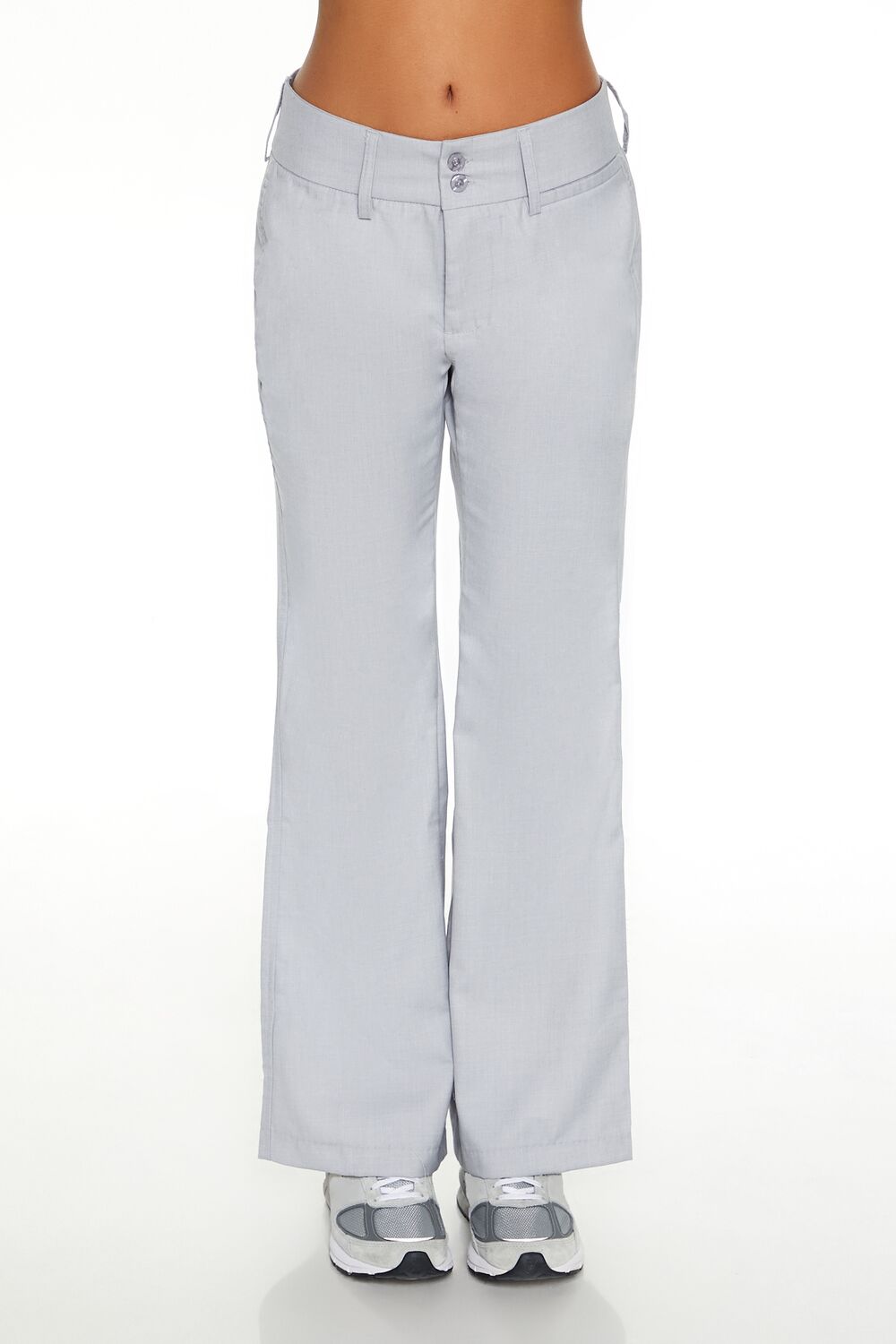  Forever 21 Low-Rise Straight Trouser Pants - grey - Bonton