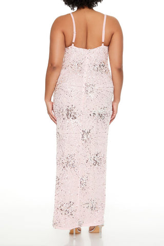 Plus Size Sequin Beaded Maxi Dress