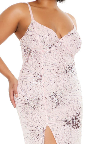 Plus Size Sequin Beaded Maxi Dress