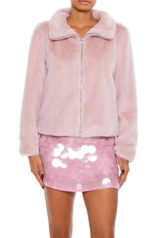 Faux Fur Zip-Up Coat