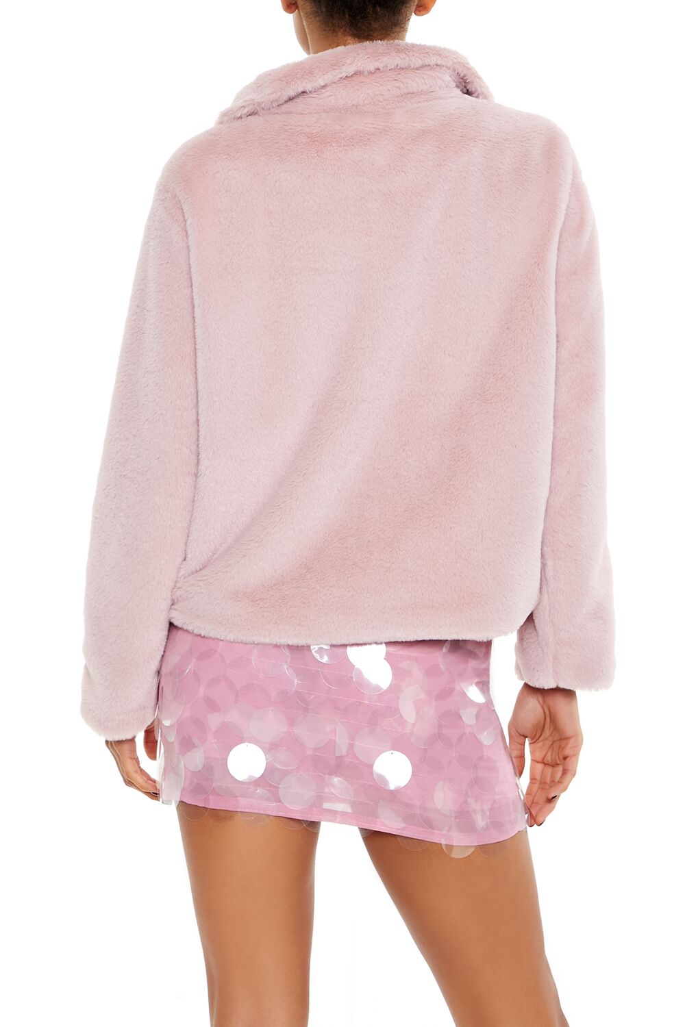  Forever 21 Faux Fur Zip-Up Coat - hunter-green - Bonton