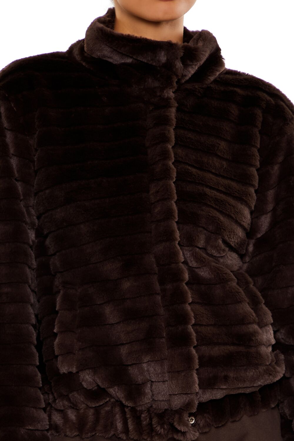  Forever 21 Quilted Faux Fur Bomber Jacket - walnut - Bonton