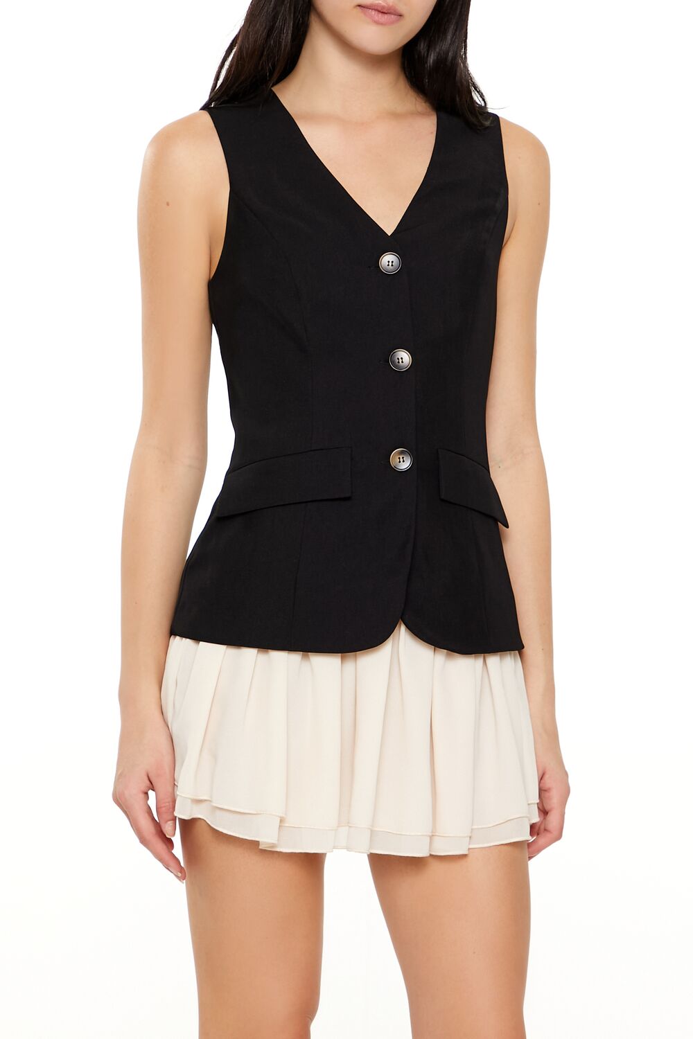 Forever 21 Layered Vest Combo Mini Dress - black-swatch - Bonton