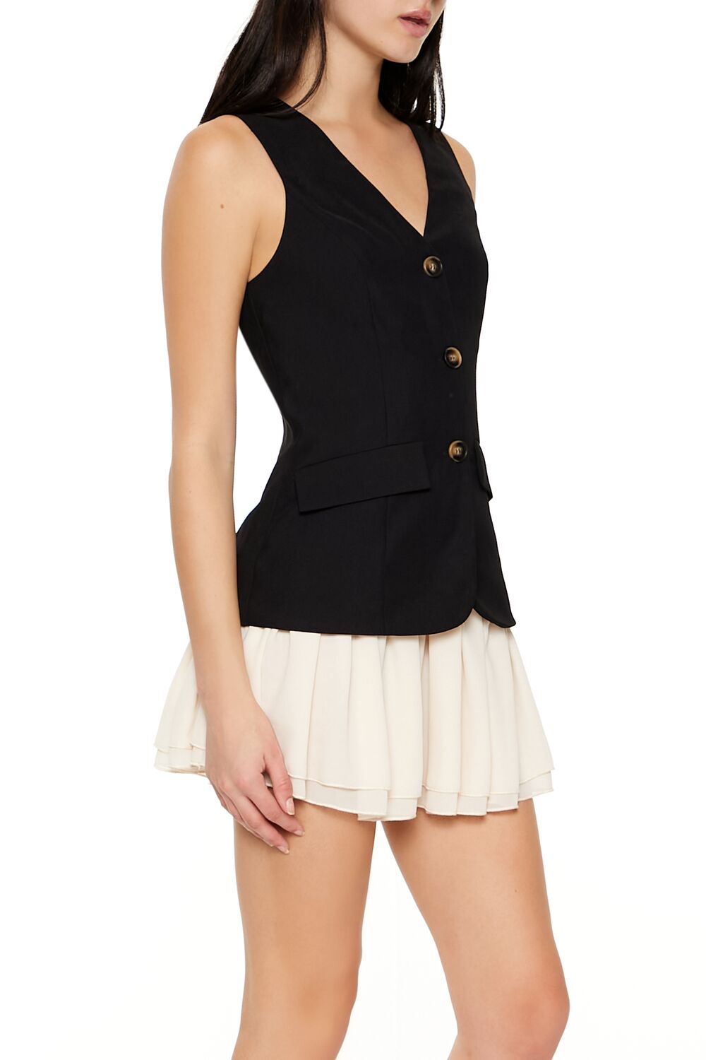  Forever 21 Layered Vest Combo Mini Dress - black-swatch - Bonton