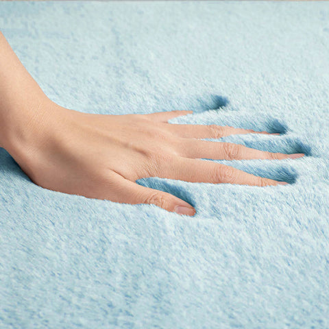 Light Blue Faux Rabbit Fur Fuzzy Soft Fluffy Plush Cozy Shaggy Area Rug by Homemartgoods