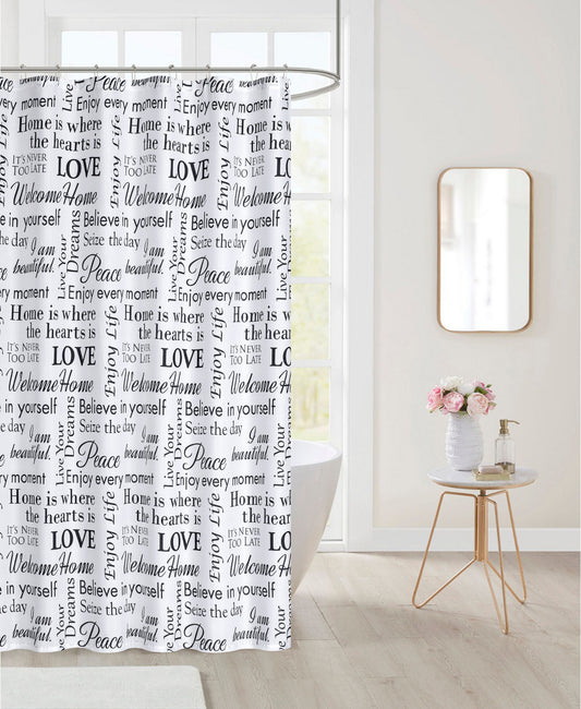 Love Shower Curtain with Hooks 13 Piece Set