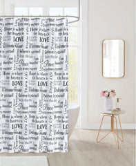 Love Shower Curtain with Hooks 13 Piece Set