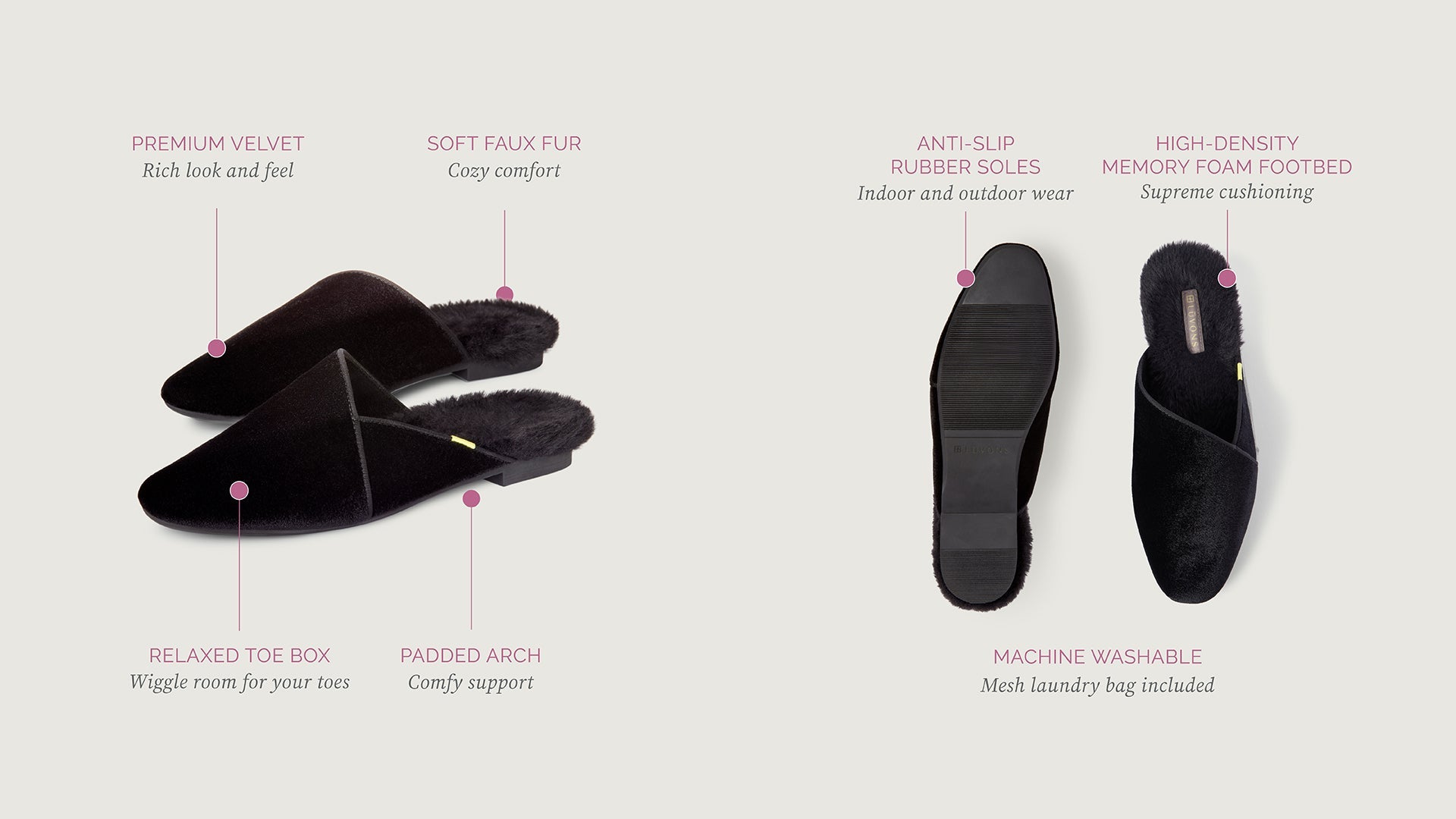  Luvons Devon Luxe Memory Foam Slippers - Black - Bonton