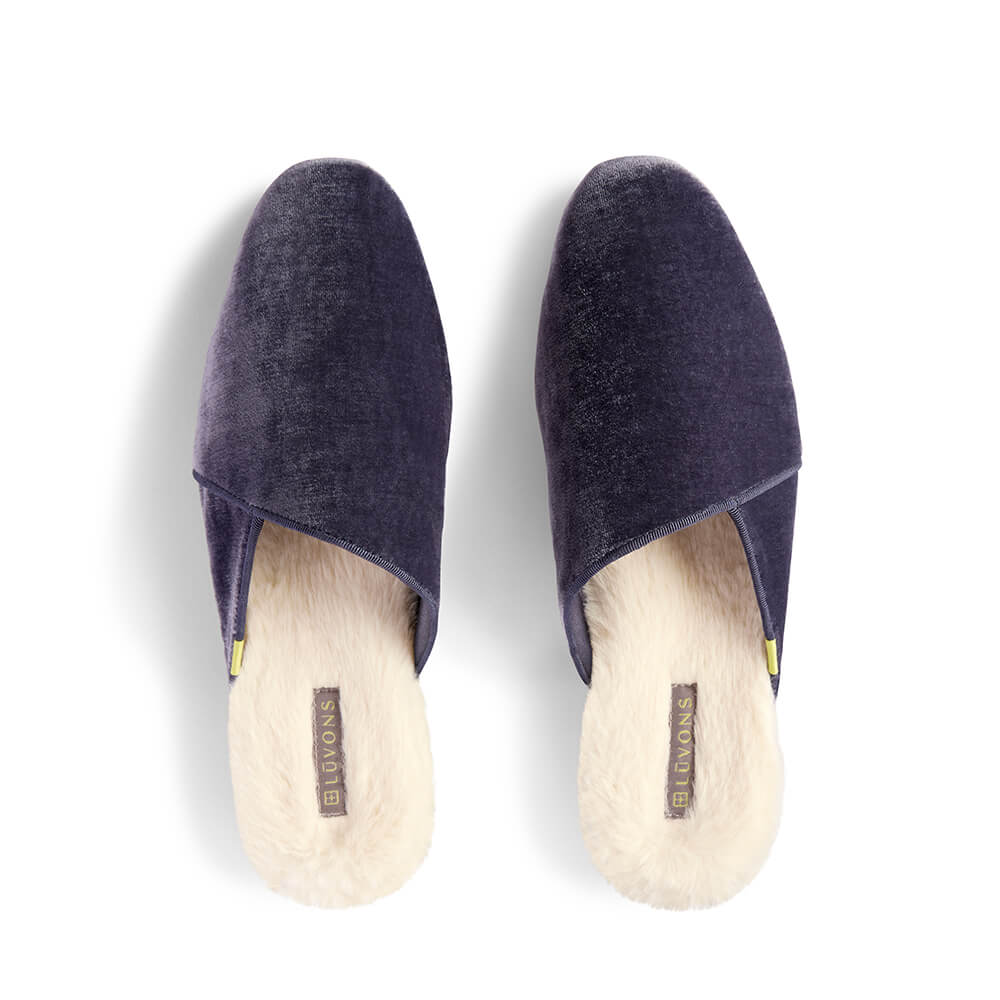  Luvons Devon Luxe Memory Foam Slippers - Slate Blue - Bonton