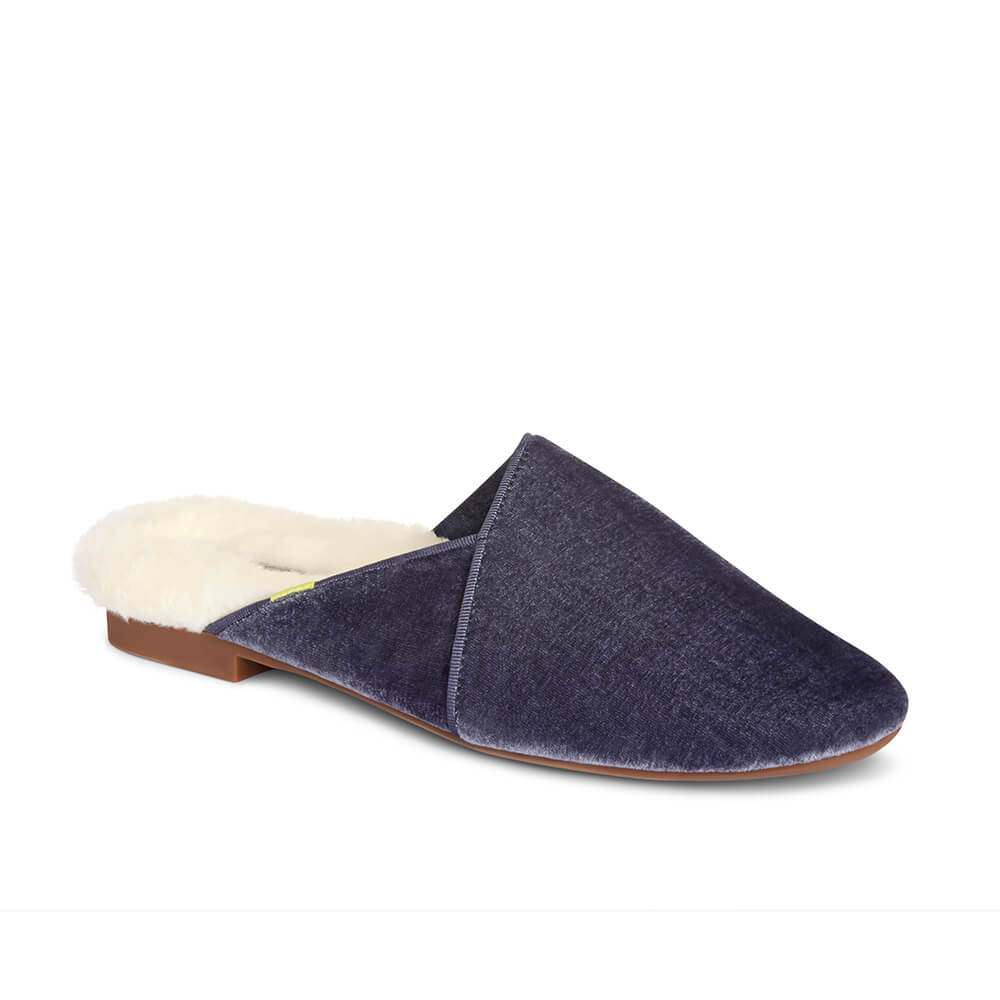  Luvons Devon Luxe Memory Foam Slippers - Slate Blue - Bonton