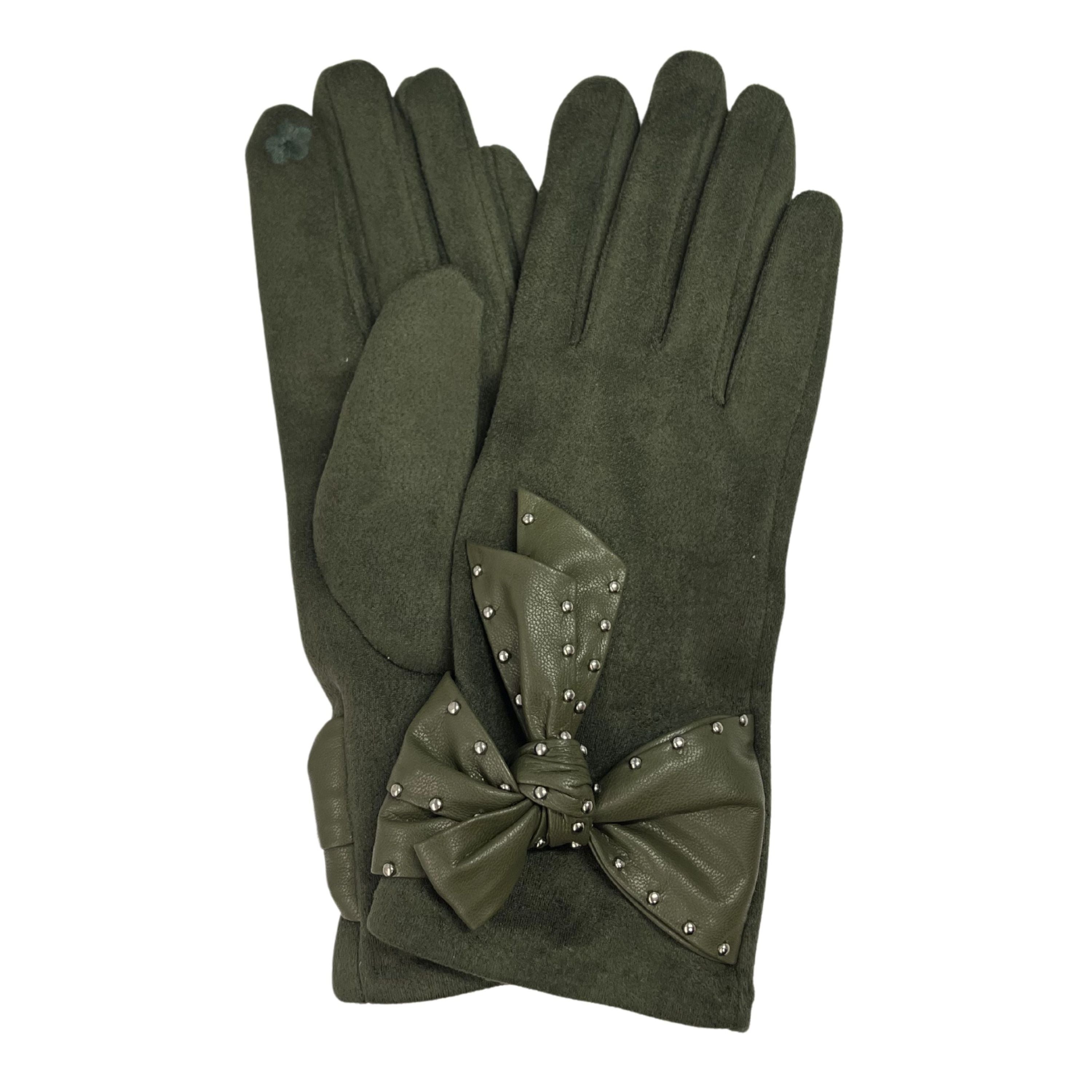  Marcus Adler Suede Bow Glove - Black - Bonton
