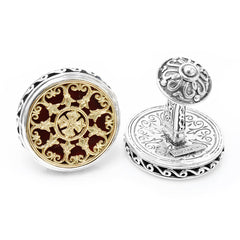 Konstantino Round Scroll With Carnelian Stone Cufflinks