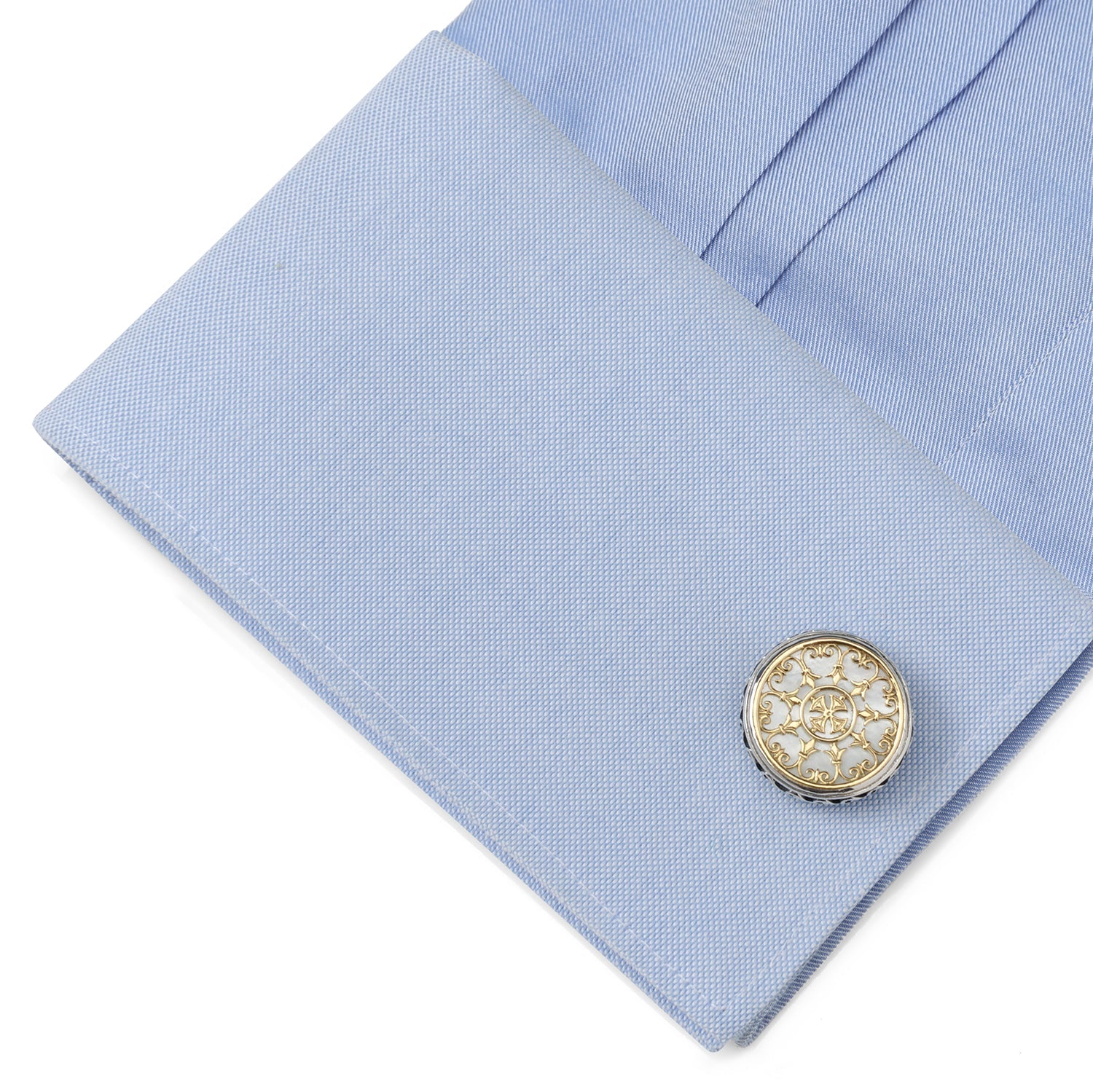  Cufflinks Konstantino Round Scroll & Mother of Pearl Stone Cufflinks - Default Title - Bonton