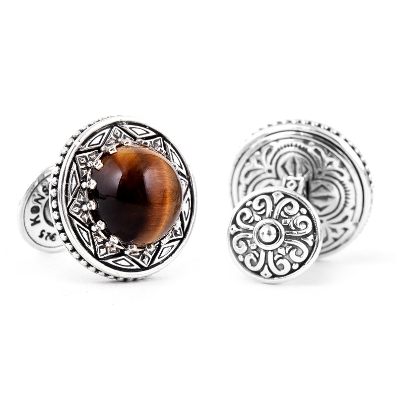  Cufflinks Konstantino Tiger's Eye Cufflinks - Default Title - Bonton