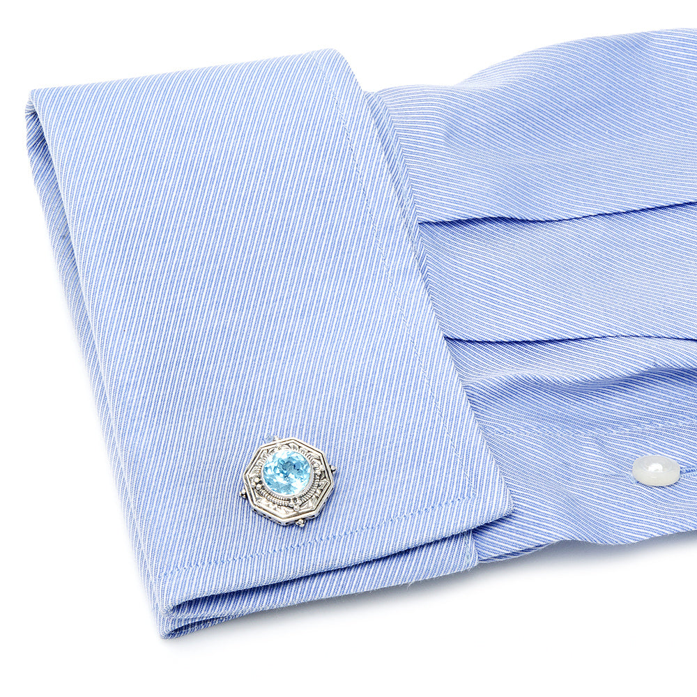  Cufflinks Ice Blue Topaz Cufflinks - Default Title - Bonton