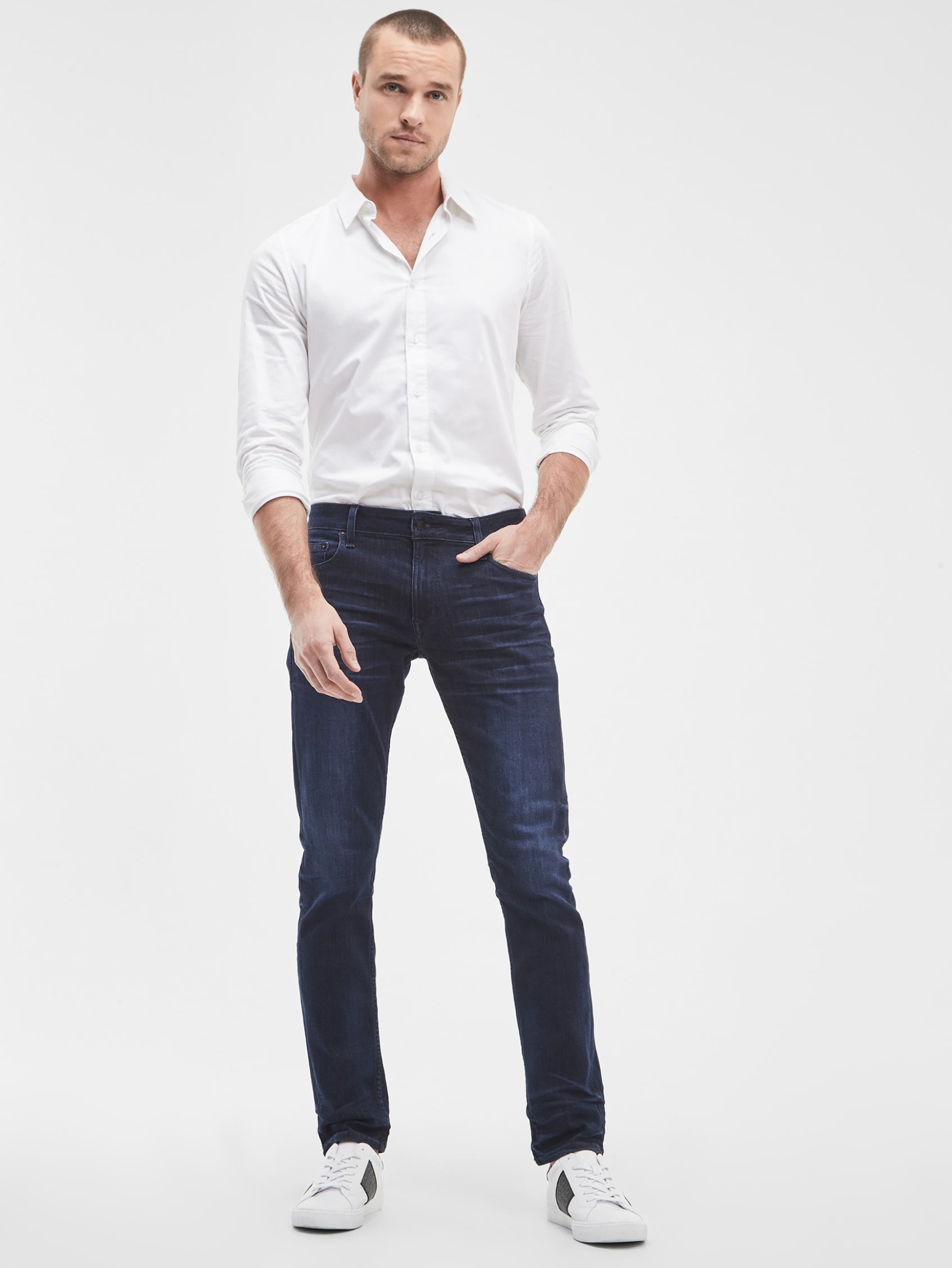  Men's Tapered Jeans - RINGER WASH INDIGO - Bonton