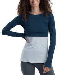 BloqUV Women's UPF 50+ Sun Protection Crop Top-XL-Midnight Blue-1