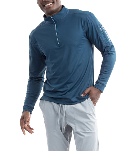 BloqUV Men's UPF 50+ Sun Protection Long Sleeve Mock Zip Top